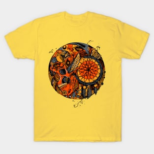 Orangrey Skull and Dreamcatcher Circle T-Shirt